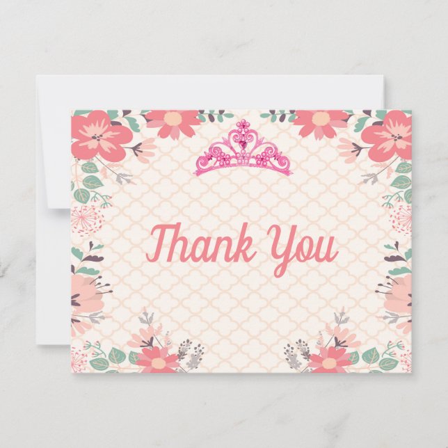 De Agradecimiento Princesa Fiesta Gracias Tarjeta (Anverso)