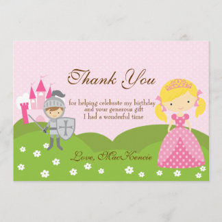 De Agradecimiento Princesa rubia y cumpleaños Knight Gracias tarjeta