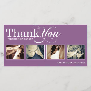 DE AGRADECIMIENTO PURPLE MODERN GRACIAS BODA GRACIAS TARJETA