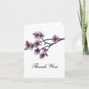 De Agradecimiento Púrpura Simple Cerezo Flores Gracias Tarjeta