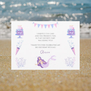 De Agradecimiento Púrpura Sirena Chicas Cumpleaños Gracias Tarjeta