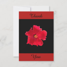 De Agradecimiento Rojo y negro Gracias tarjeta con hibiscus
