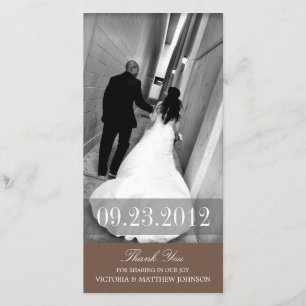 DE AGRADECIMIENTO ROMANÍA EN BROWN   BODA GRACIAS TARJETA