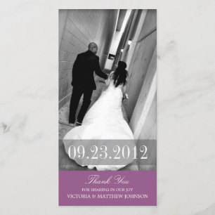 DE AGRADECIMIENTO ROMANÍA EN PURPLE BODA GRACIAS TARJETA