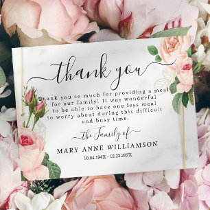De Agradecimiento Rosas Bonita Comida Funeral Gracias Tarjeta