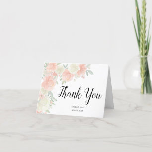 De Agradecimiento Rústica floral rosa y rosa blanca Gracias tarjeta
