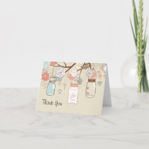 De Agradecimiento Rústico del país Mason Jar Gracias Tarjeta Azul Re