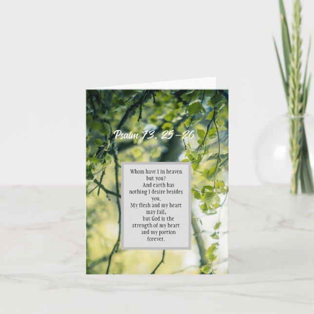 De Agradecimiento salmo 73: 25-26, tarjeta plegada cristiana (Anverso)