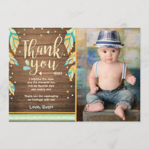 De Agradecimiento Salvaje Un cumpleaños Gracias tarjeta Niño verde a