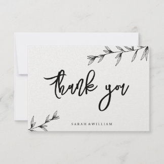 De Agradecimiento Simple Floral Línea Arte Gracias Tarjeta