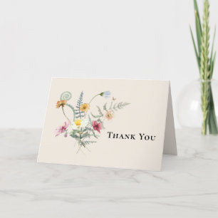 De Agradecimiento Simple Wildflower Fern Boda Gracias Tarjeta