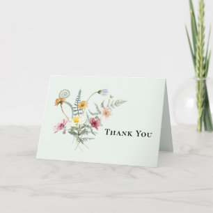 De Agradecimiento Simple Wildflower Fern Mint Boda Gracias Tarjeta