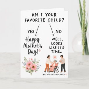 De Agradecimiento ¿Soy tu hijo favorito? Tarjeta divertida del Día d