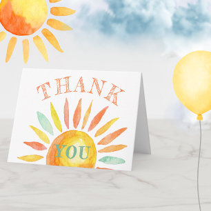 De Agradecimiento Sunshine Watercolor Sun Summer Gracias Tarjeta Fol