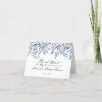 Tarjeta Azul Chinoiserie Vintage Floral Gracias
