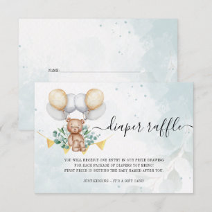 De Agradecimiento Tarjeta Baby Shower Bearly Wait Diaper Raffle
