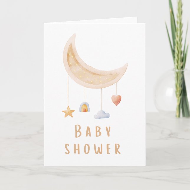 De Agradecimiento Tarjeta Baby Shower con móvil Crescent Moon (Anverso)