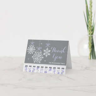 De Agradecimiento Tarjeta Baby Shower Purple Snowflake Mobile
