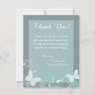 De Agradecimiento Tarjeta Blue Buttefefly 4x5 Boda plano