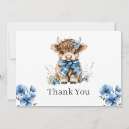 De Agradecimiento Tarjeta Blue Highland Cow Flat