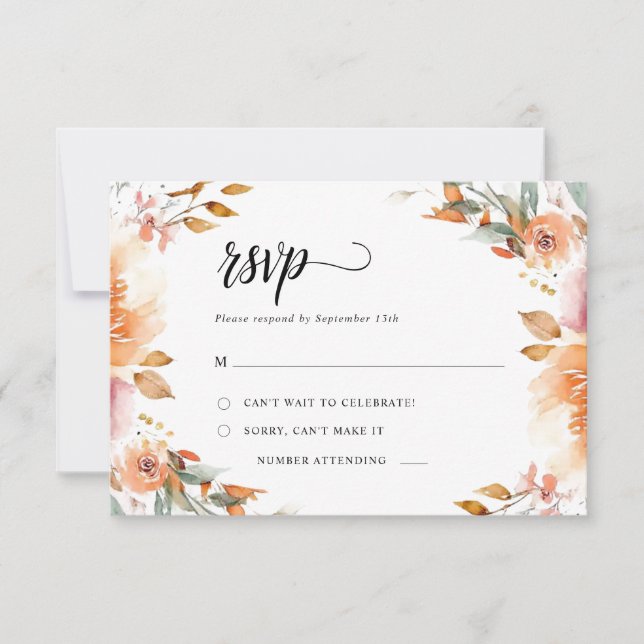 De Agradecimiento Tarjeta Boda Fall Floral RSVP (Anverso)