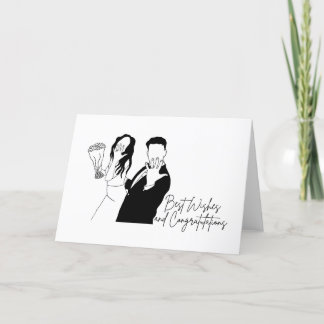 De Agradecimiento Tarjeta boda, Minimalista, novia, groom, en blanco