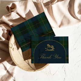 De Agradecimiento Tarjeta Classic Dark Green + Blue Plaid