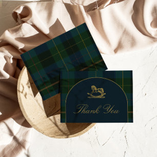 De Agradecimiento Tarjeta Classic Dark Green + Blue Plaid