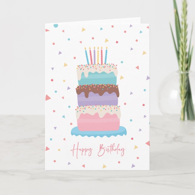 De Agradecimiento Tarjeta Confetti Birthday Cake (Anverso)