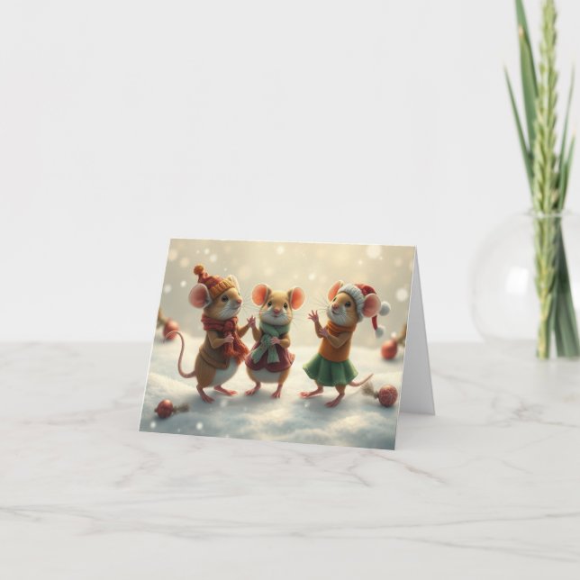 De Agradecimiento Tarjeta Cute Mice Xmas (Anverso)