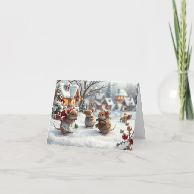 De Agradecimiento Tarjeta Cute Mice Xmas (Anverso)