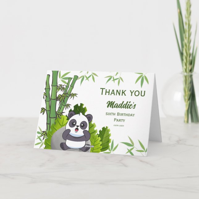 De Agradecimiento Tarjeta Cute Panda Kiddie Birthday (Reverso)