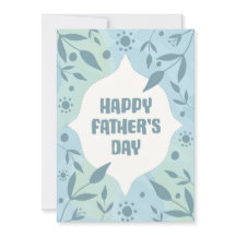 Tarjeta del Día del Padre Botánica Pastel Azul y V