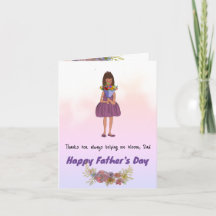 Tarjeta del Día del Padre para niña con ramo