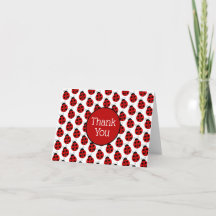 Tarjeta doblada con mariquita en blanco por dentro