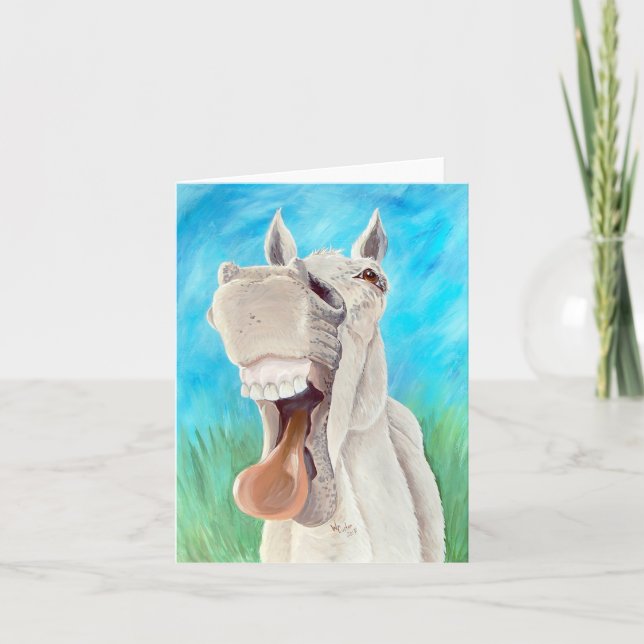 De Agradecimiento Tarjeta doblada del caballo riendo (Anverso)