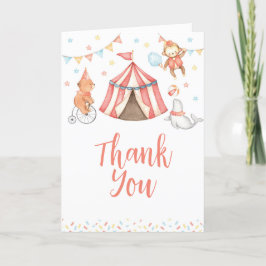 De Agradecimiento Tarjeta Editable Baby Animal Circus