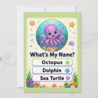 De Agradecimiento Tarjeta educativa del pulpo lindo para niños