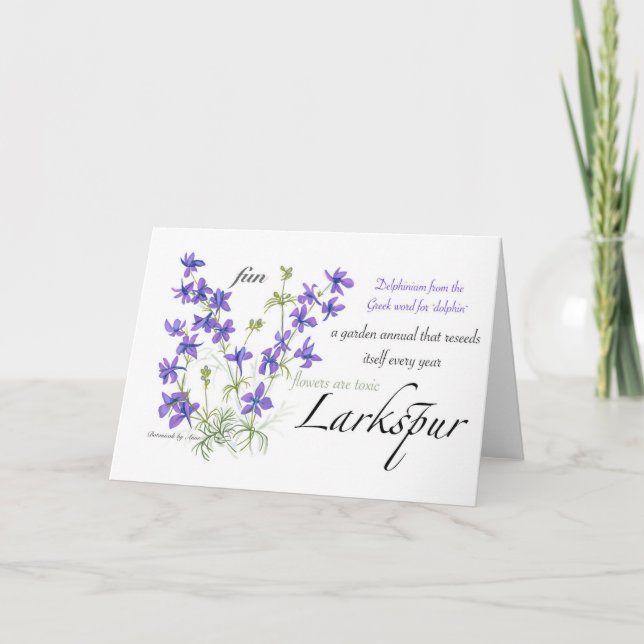 De Agradecimiento Tarjeta en blanco Larkspur (Anverso)