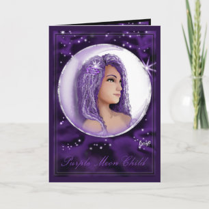 De Agradecimiento Tarjeta en blanco Purple Moon Child