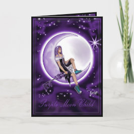 De Agradecimiento Tarjeta en blanco Purple Moon Child