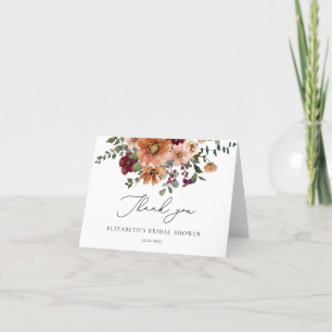De Agradecimiento Tarjeta Fall Floral Bridal Shower