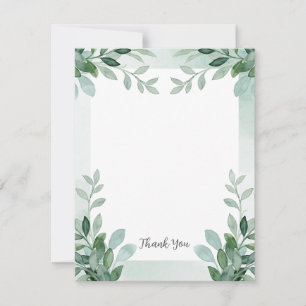 De Agradecimiento Tarjeta floral acuarela verde y blanca