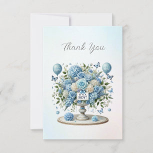 De Agradecimiento Tarjeta Floral Azul Blanco Azul