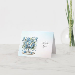 De Agradecimiento Tarjeta Floral Azul Blanco Azul