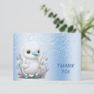 De Agradecimiento Tarjeta Floral Azul del Pato Blanco