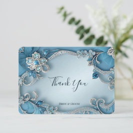De Agradecimiento Tarjeta Floral Azul Ornate