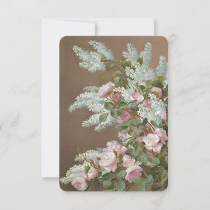 De Agradecimiento Tarjeta Floral Lilac y Rosas con sobre