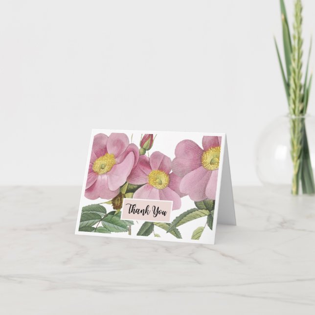 De Agradecimiento Tarjeta Floral Rosa (Anverso)