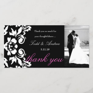 De Agradecimiento Tarjeta fotográfica 311-White Damask Wedding